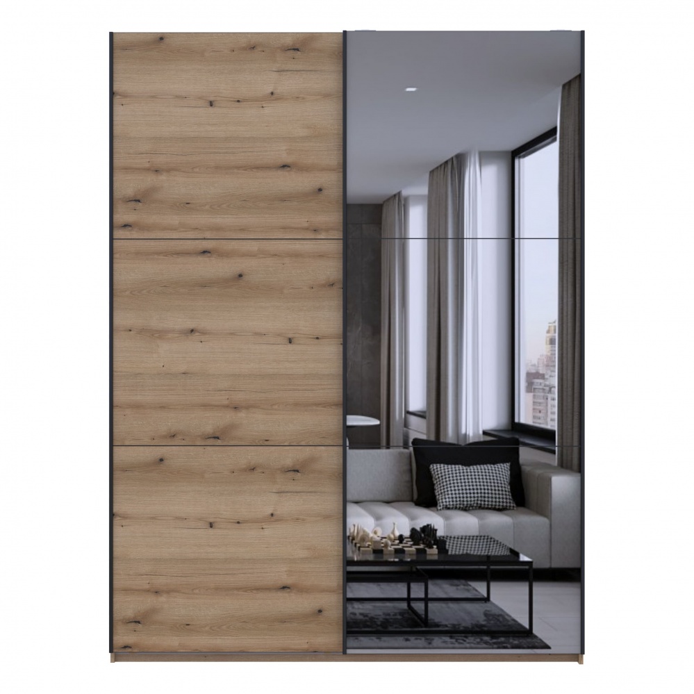 Шафа-купе G-Caiser 1 Doros ДСП 1,8 м 1800x600x2400 мм дуб евок прибережний двері ДСП/дзеркало