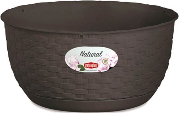 Вазон пластиковий Stefanplast Natural круглий 5,9л коричневий (75453) 