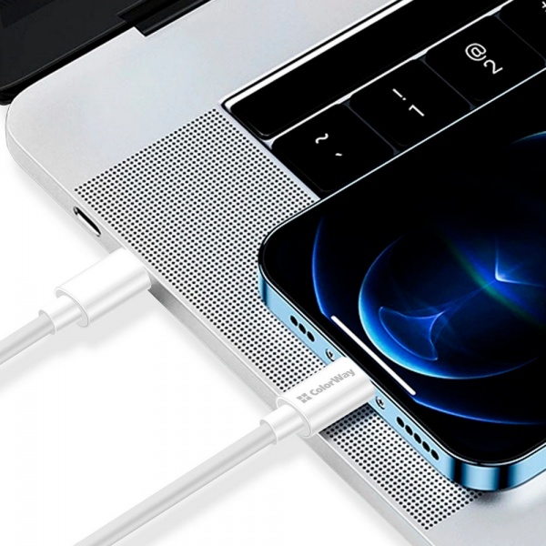 Кабель ColorWay Type-C - Type-C (TPE) (PD Fast Charging 65W) 3.0А 2 м білий (CW-CBPDCC056-WT) 