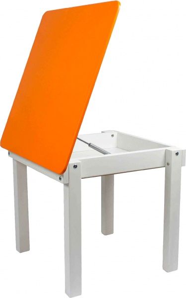 Столик Yuliana Woody 60 х 60 білий з пеналом помаранчева стільниця 12013321