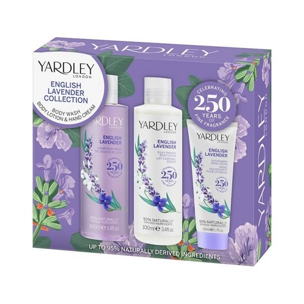 Набор подарочный для женщин Yardley Лаванда гель для душа 100 мл + лосьон 100 мл + крем для рук 50 мл
