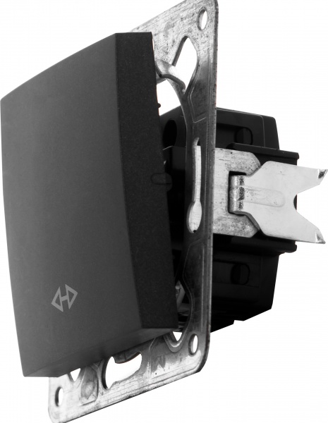 Переключатель перекрестный одноклавишный LXL Tesla TLXL3530A без подсветки графит 3530A graphite