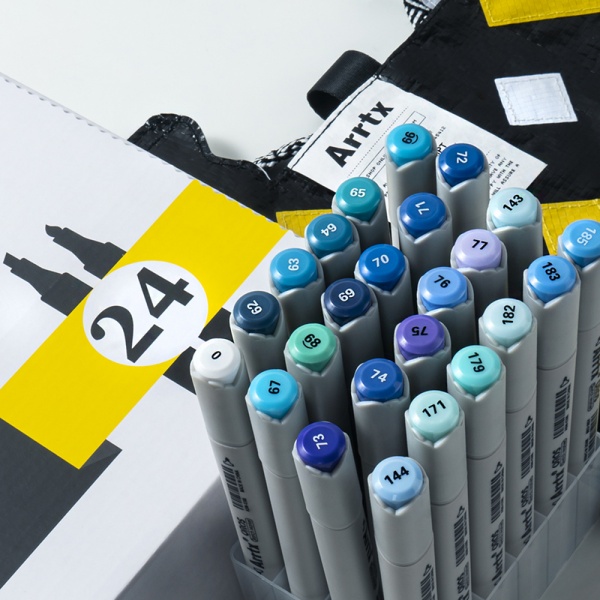 Набор маркеров Arrtx Oros ASM-03BU 24 цвета синие оттенки LC302529 