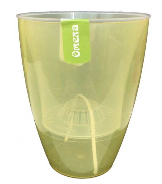 Горщик пластиковий Омела самозволожувальний 2,3 л круглий прозорий жовтий 