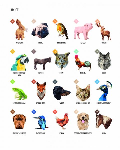 Раскраска по номерам «Зоометрія. Улюблені тварини» 9-786-177-579-907