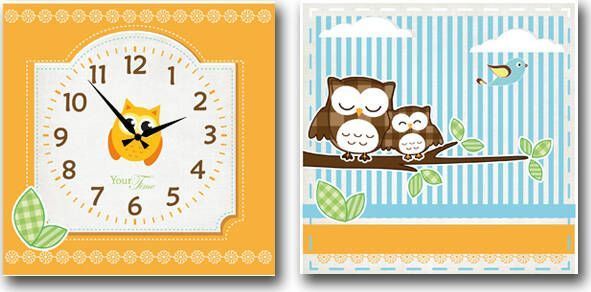Часы настенные детские на холсте Совы 28x28 см 06-114