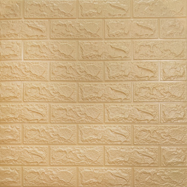 3D-панель с ПВХ самоклеющаяся кирпич бежевая 700х770х3 мм 