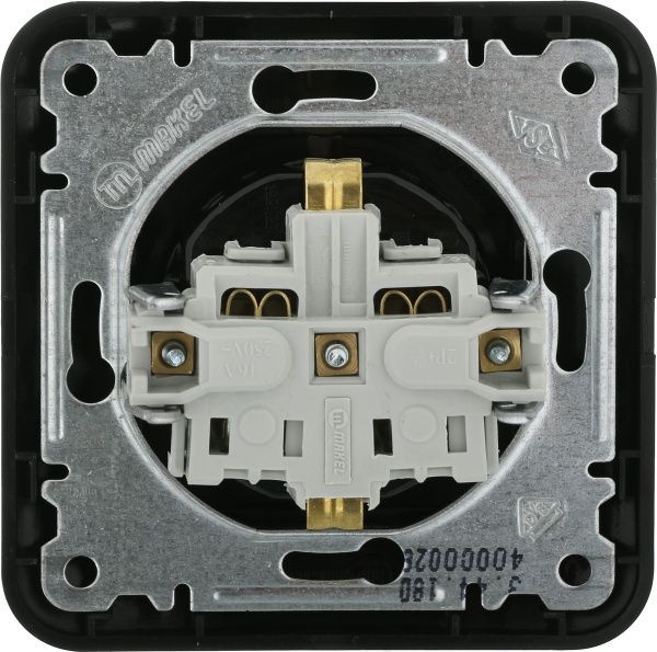 Розетка с заземлением Makel Lillium Natural без шторок без крышки черный