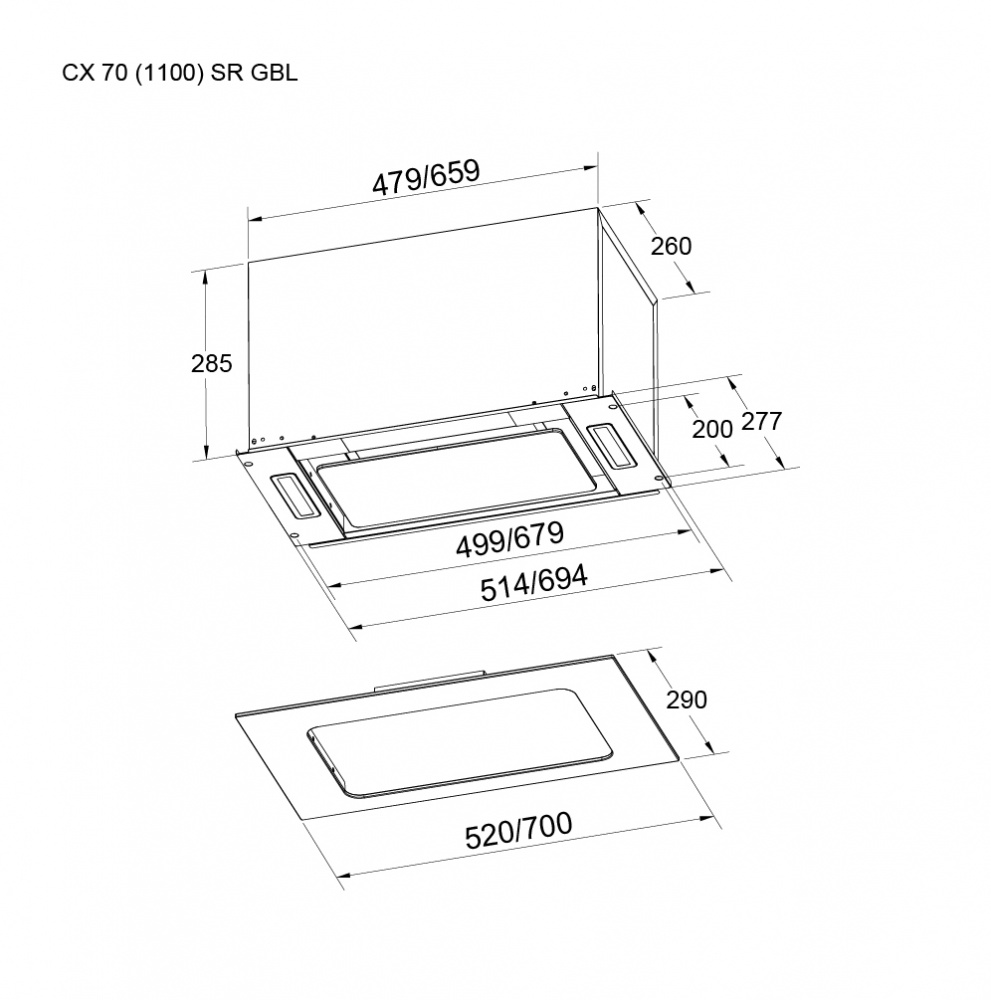 Вытяжка Pyramida CX 70 (1100) SR GBL