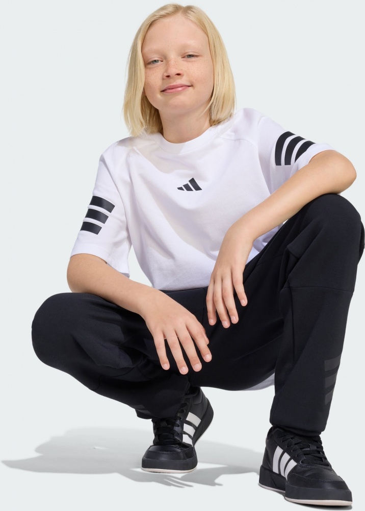 Футболка Adidas J FI 3S TEE WHITE/BLACK KC1965 р.13-14YRS білий