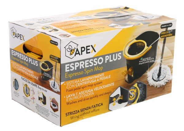 Комплект швабра и ведро с автоматическим отжимом для уборки Apex Espresso Plus 