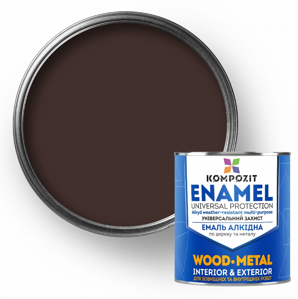 Эмаль алкидная Kompozit ПФ-115 Шоколадный RAL 8017 мат 0,25кг