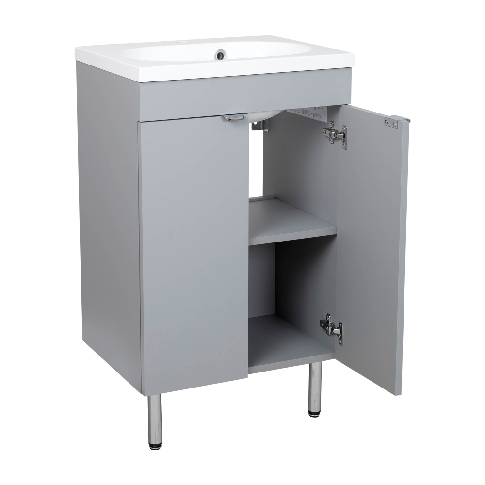 Тумба RIO (сіра) з умивальником Status 50 см