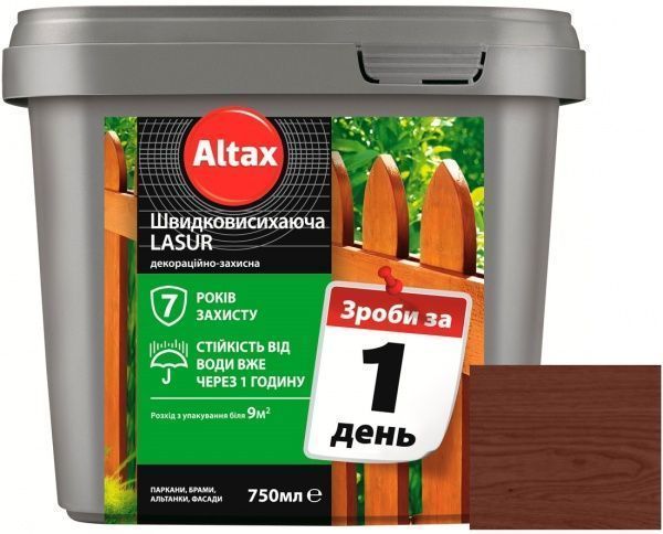 Лазур швидковисихаюча Altax Lasur декоративно-захисна горіх напівмат 0,75 л