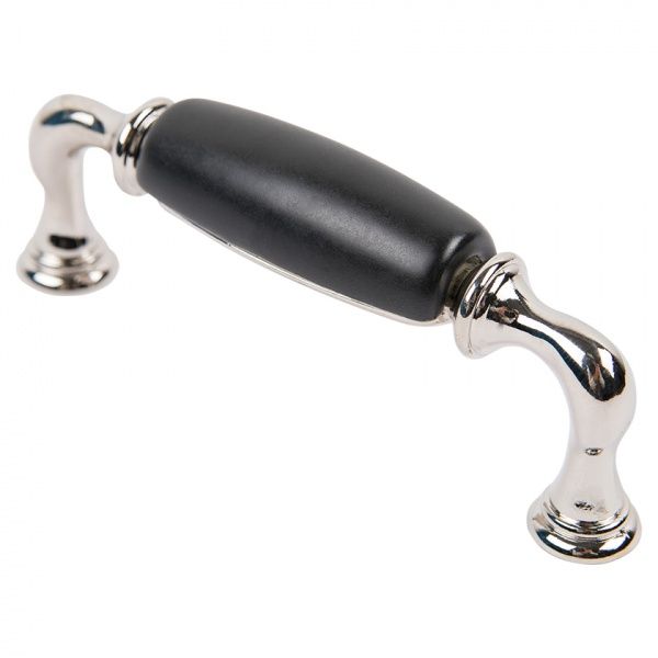 Меблева ручка CR 15136.96 69017 Bosetti Marella 96 мм полірований нікель/ чорний матовий