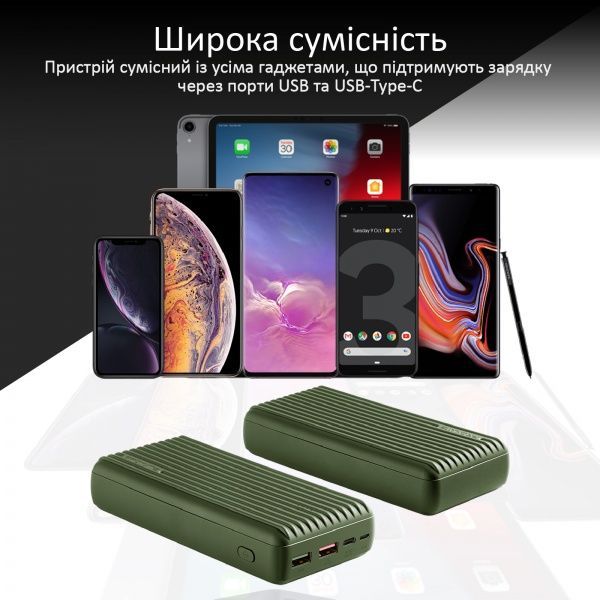 Зовнішній акумулятор (Powerbank) Promate Titan-30 30000 mAh green (titan-30.midnightgreen) 