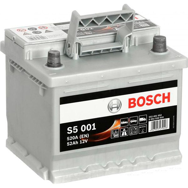 Акумулятор автомобільний Bosch 6СТ-52 Н S5001 52А 12 B «+» праворуч