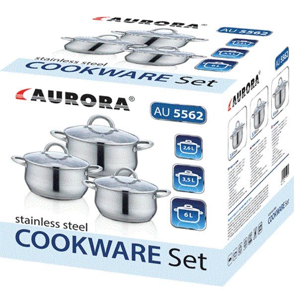 Набор кастрюль Aurora AU 5562 6 предметов