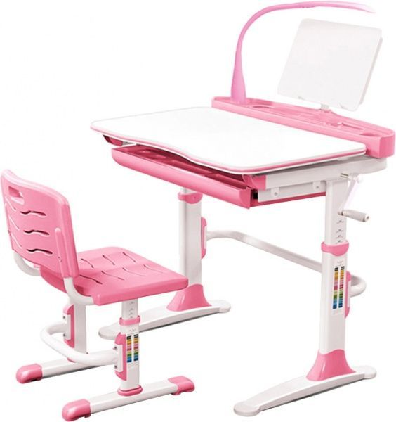 Комплект стіл і стілець Evo-kids Evo-19 PN (з лампою) рожевий