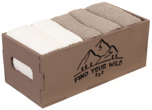 Набір рушників в коробці (6шт.) 30x30 см бежево-білий Білтекс 