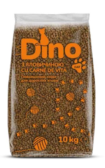 Корм сухой для взрослых котов Dino с говядиной 10 кг