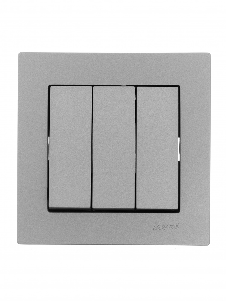 Вимикач триклавішний Lezard Vesna сірий 742-3588-109