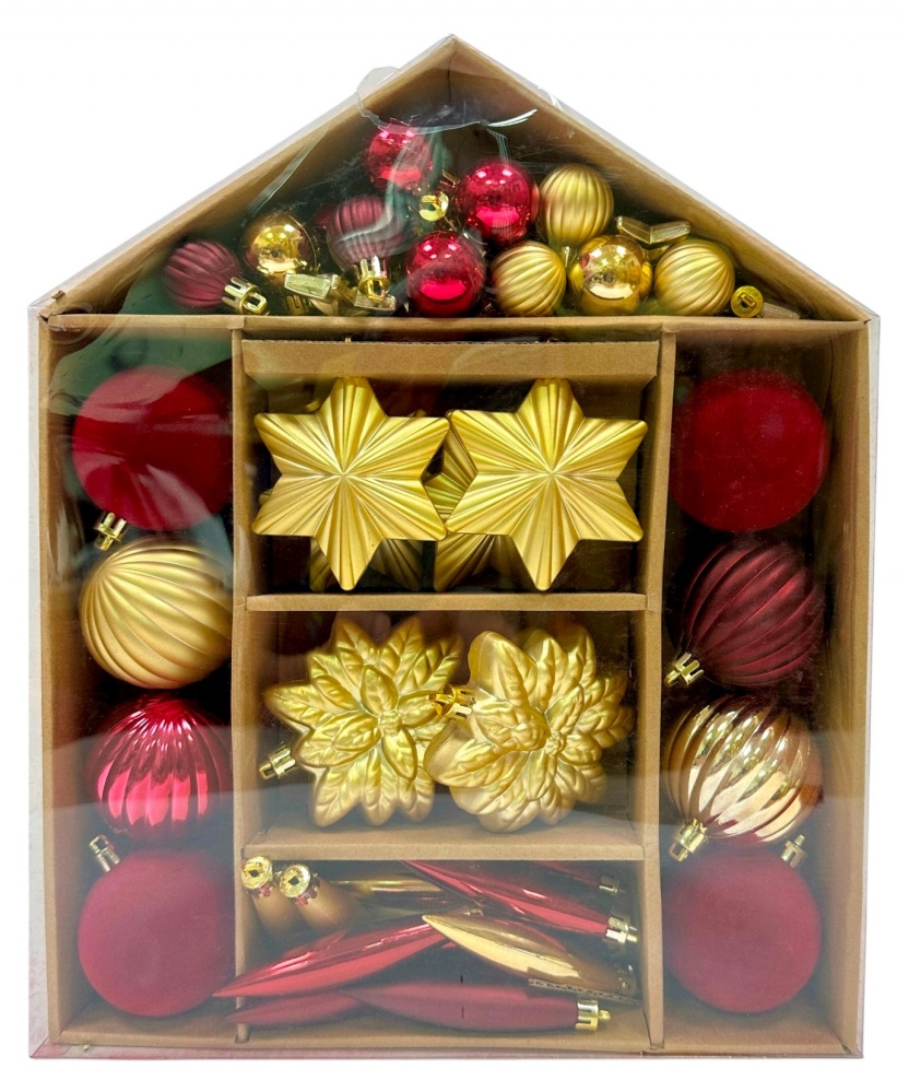 Набор игрушек формових прикрас і куль флок 55 шт в ассортименте