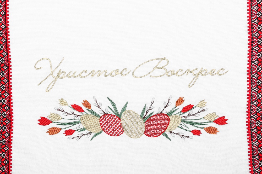 Полотенце пасхальное 707-25/00 33x83 см Эдельвика белый/красный