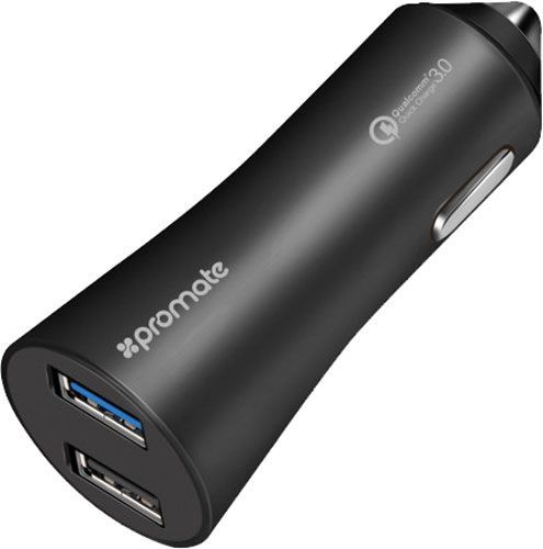 Автомобильное зарядное устройство Promate Robust-QC3 30Вт USB QC3.0 + USB 2.4A Black