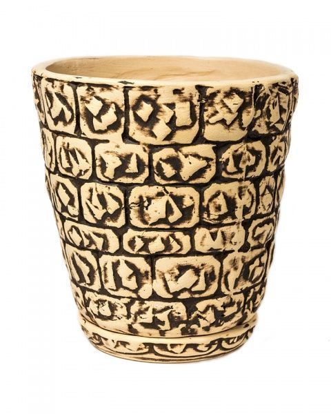 Горщик керамічний Цегла круглий 1,6 л бежевий/коричневий 