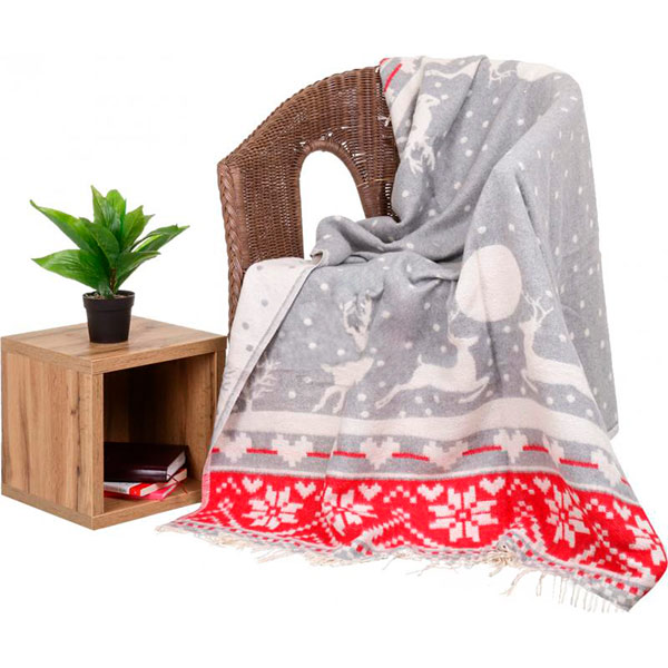 Плед New Year cotton grey 140x200 см сірий Ярослав 