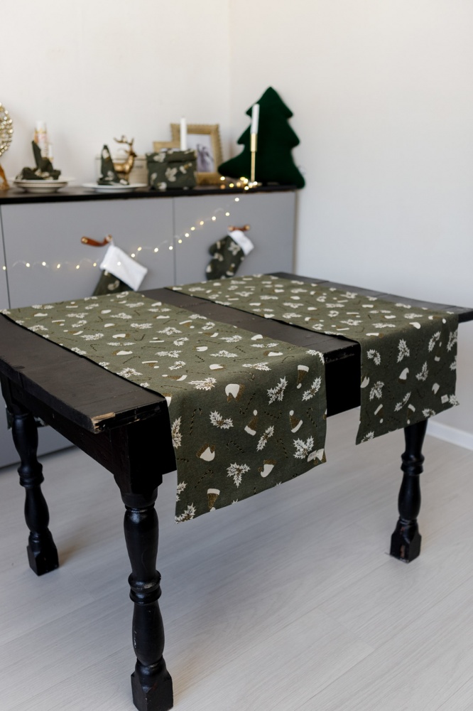 Дорожка (раннер) Шапочки на зеленом 40x140 см Прованс