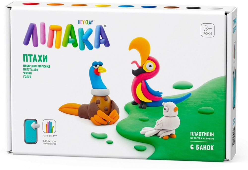Набор пластилина Lipaka Птицы Попугай ара фазан голубь 60025-UA01