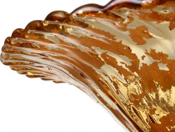 Фруктовница янтарная стеклянная Disco Costole 50 см Antonio Tammaro