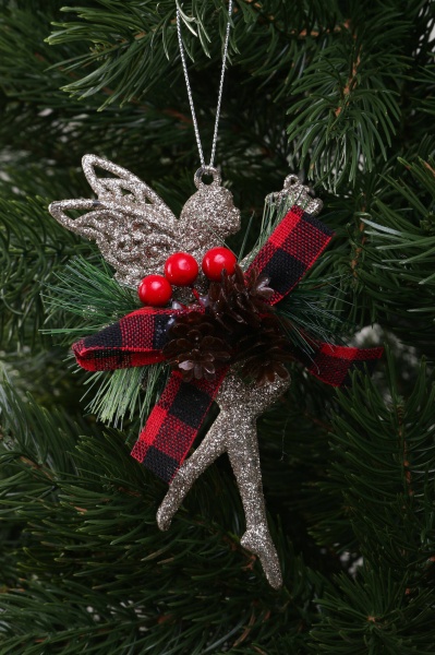 Декоративна підвіска Янгол з декором 15x7x3,5 см білий LD21049