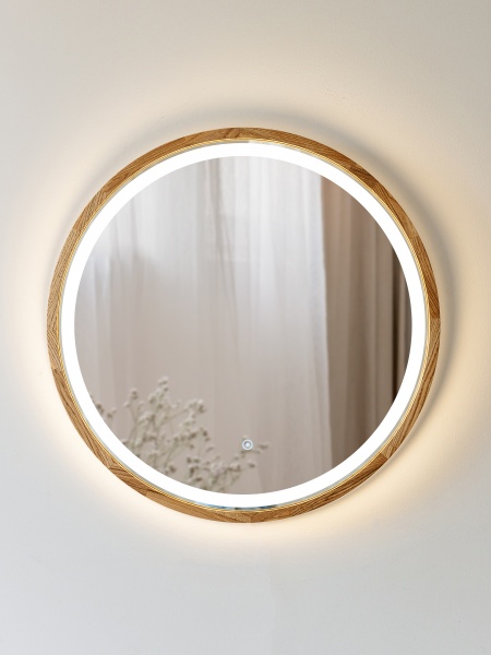 Зеркало со встроенной подсветкой Luxury Wood Perfection Slim LED ясень темный D750 мм 