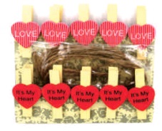 Прищіпки декоративні LOVE 10 шт. з мотузком 130 мм MX62588 Maxi