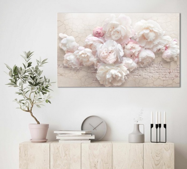 Картина на холсте Белые пионы 60x100 см Dekor-Karpaty ЕО245 