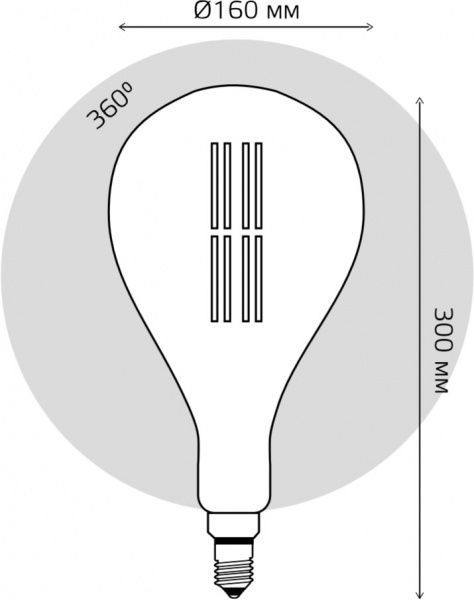 Лампа светодиодная Gauss Vintage Filament Gold 149802008 A160 8 Вт E27 2400 К 220 В прозрачная 