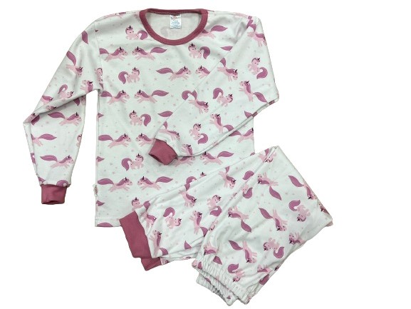 Пижама детская для девочек Моя планета единорожка sleeper р.110–116 белый с розовым Пж300-4 