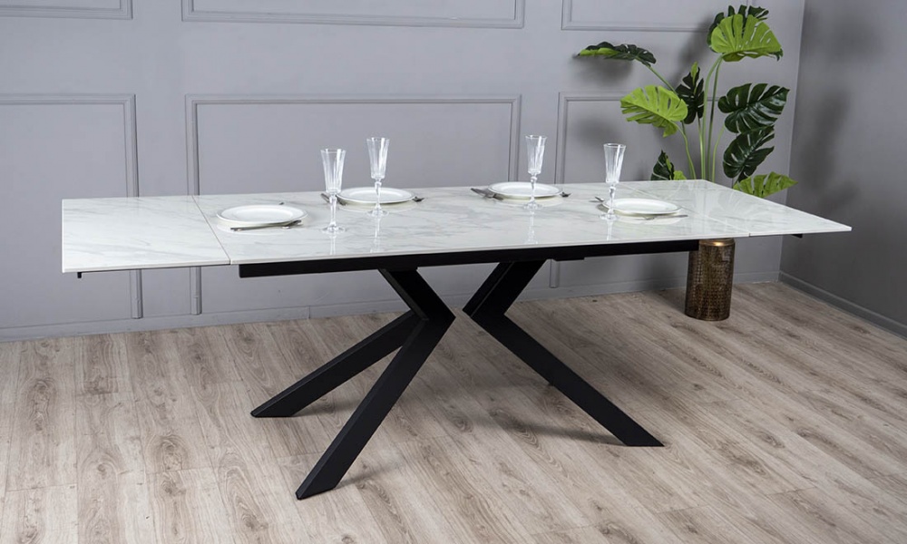 Стол обеденный Монако 1600х900х750 белый/черный