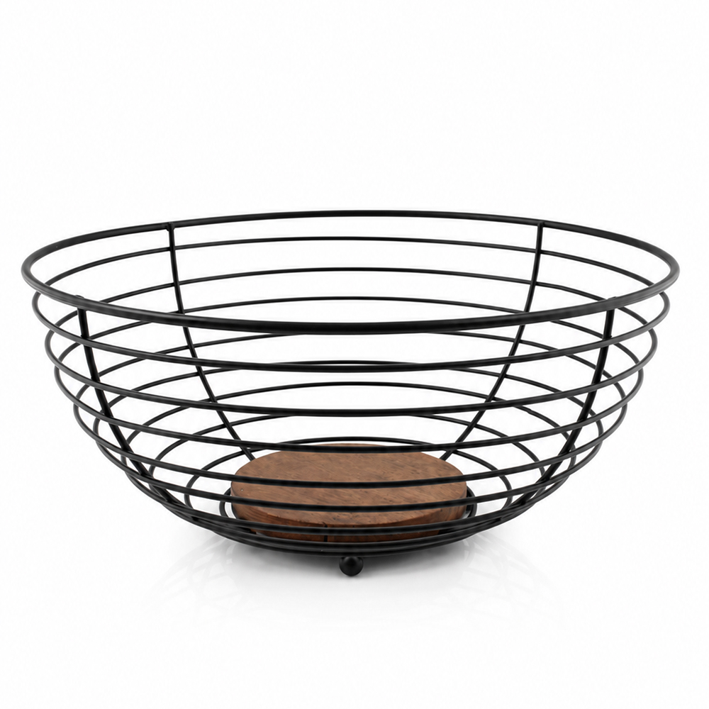 Корзинка для фруктов Arino Bamboo 28,5х28,5х13 см черная 73825 — фото 1