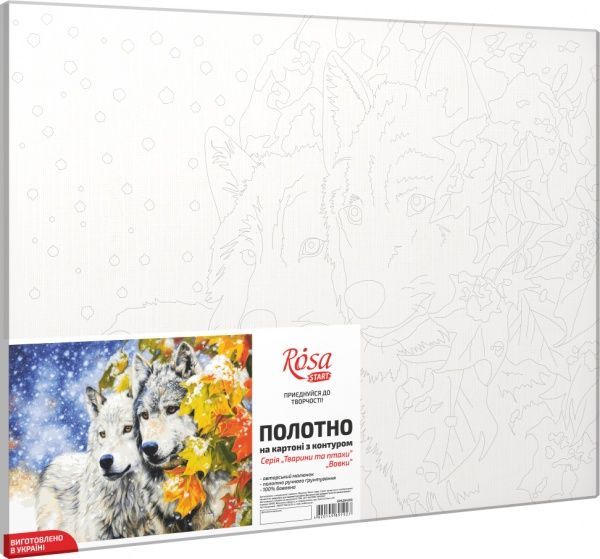 Холст на картоне с контуром Волки 30х40 см Rosa Start 