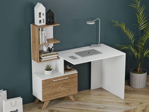 Стол письменный Вудус Тейс белый\ дуб Канзас 