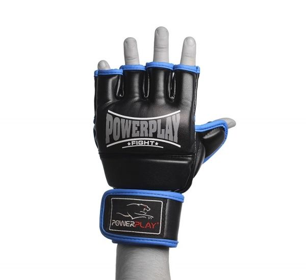 Перчатки для MMA PowerPlay р. S 6oz 3058 черный с синим
