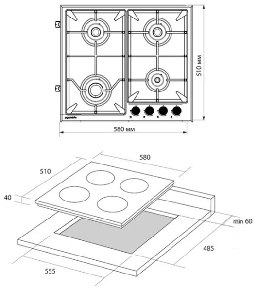 Варочная поверхность газовая Pyramida PFX 604 IX N-A