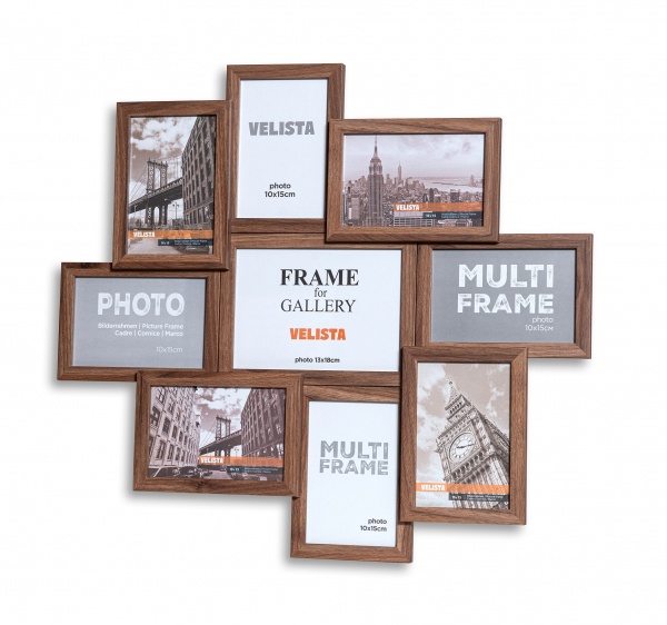 Мультирамка Веліста 15W-6012-3v 9 фото 10x15/13х18 см светло-коричневый 