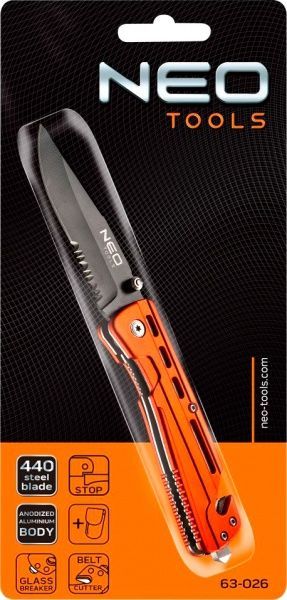 Нож NEO tools складывающийся с фиксатором 63-026
