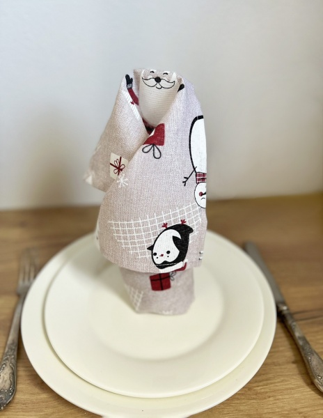 Серветка декоративна Прованс Новорічна 35x45 см бежево-червоний 