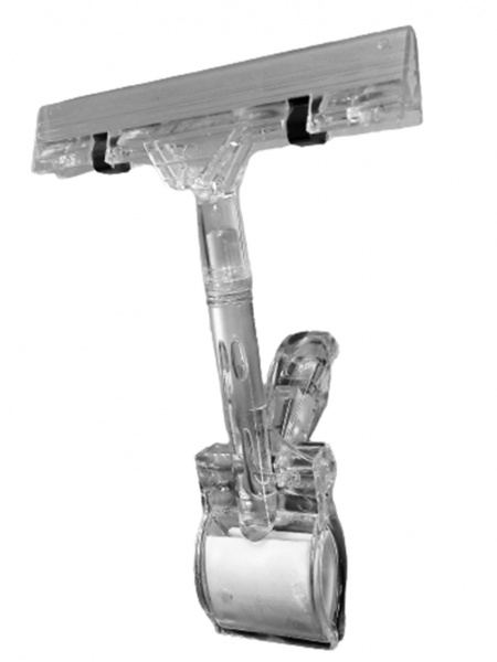 Тримач для пластикового цінника/вивіски з великою прищіпкою прозорий пластиковий 3 шт. 